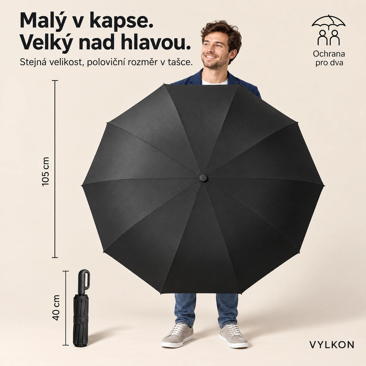 Vylkon - Automatický deštník s karabinou